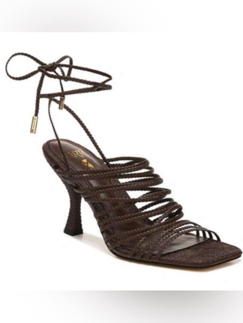 Franco Sarto Strappy Brown Lace-Up Heeled Sandal